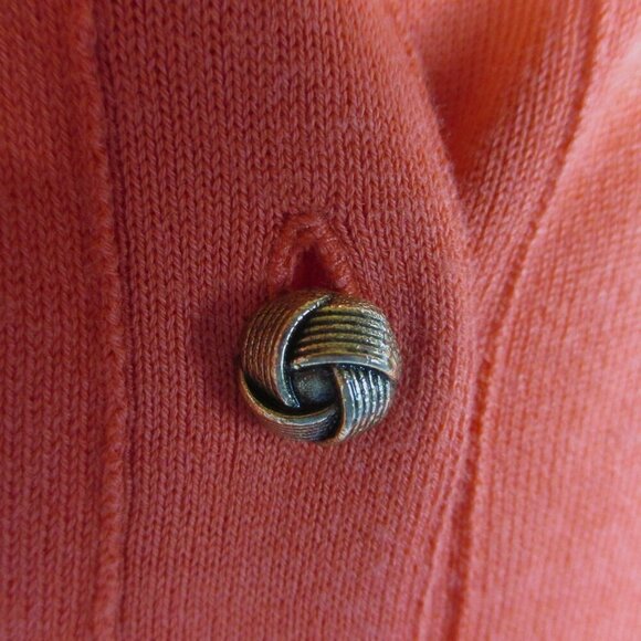 Talbots Womens Cardigan Sweater Orange Button Up Pockets 1X Cotton Blend NWT $99 - Picture 6 of 7